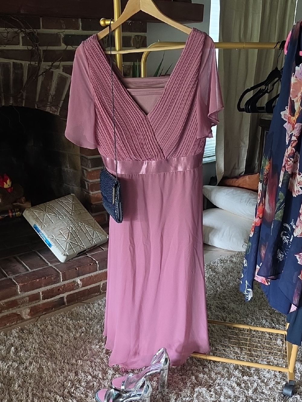 Ever Pretty Dusty Rose V-Neck Maxi Dress